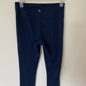 Athleta High Rise Ripple Chaturanga Tight Textured Leggings Navy Blue